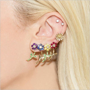 S925 Women's Flower Stud Earrings - Different Drips