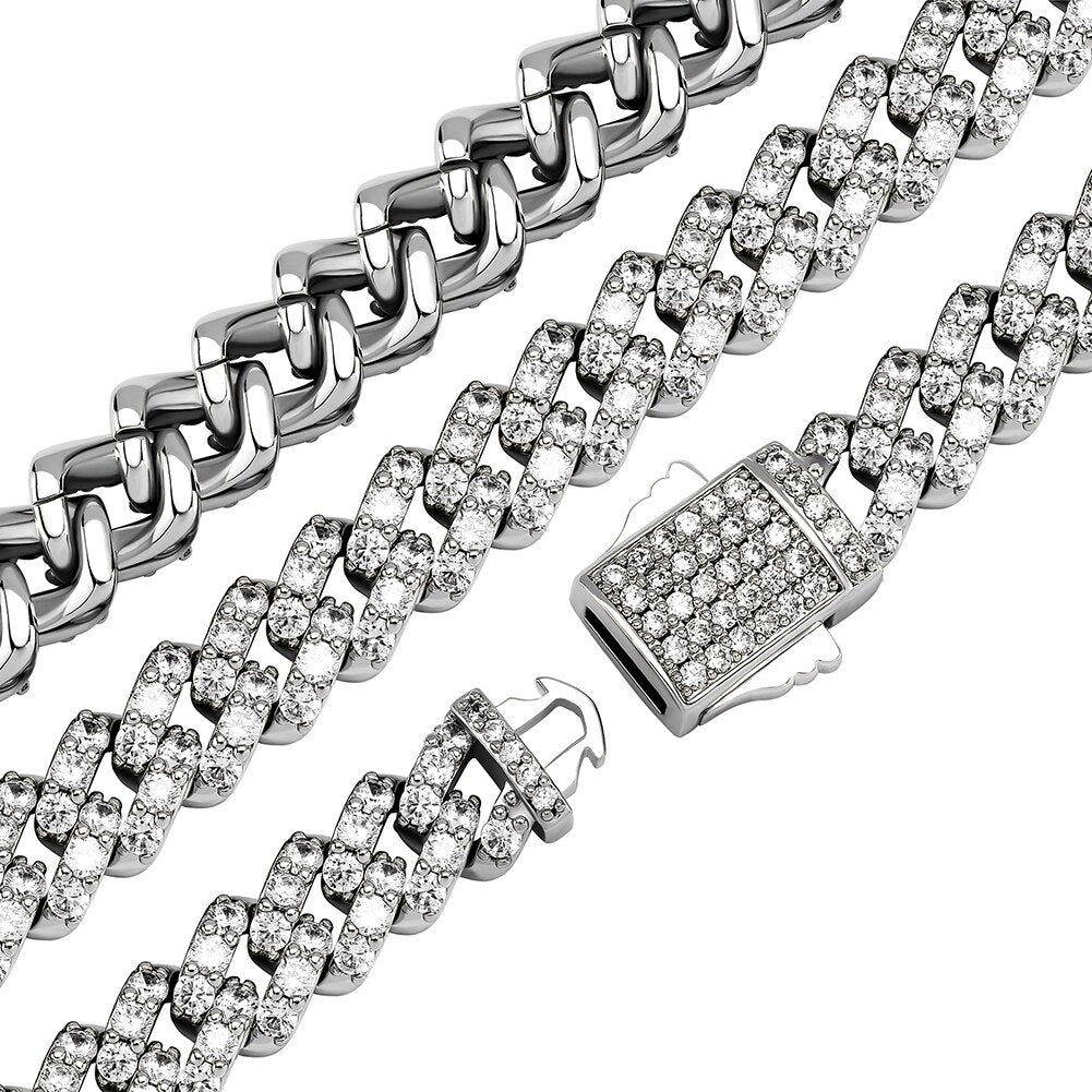 8mm Iced Prong Cuban Link Bracelet - Different Drips