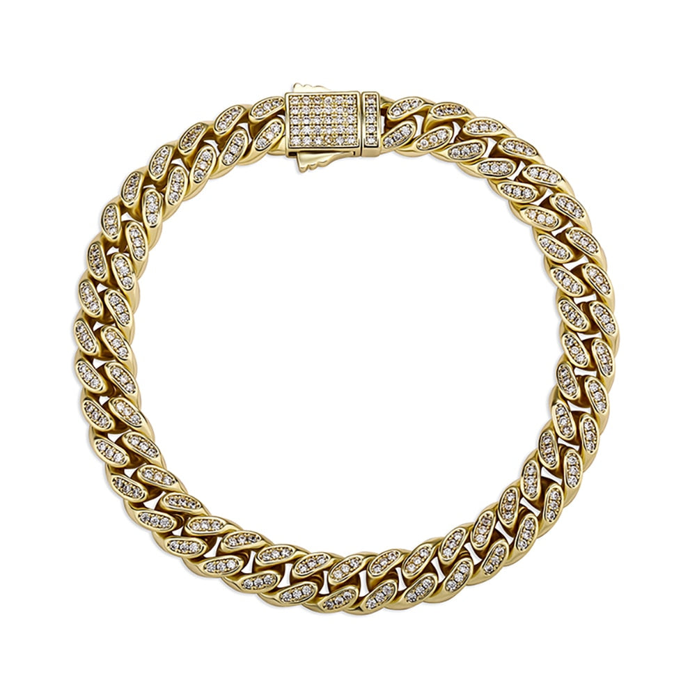 8mm Iced Out Miami Cuban Link Bracelet - Different Drips