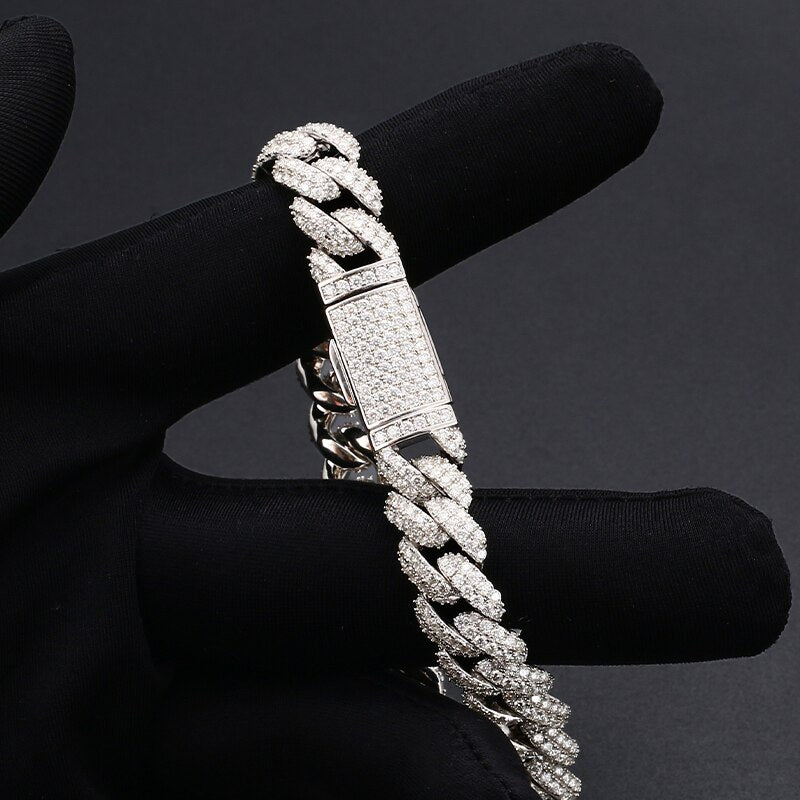 10mm VVS Moissanite & S925 Miami Cuban Link Chain - Different Drips