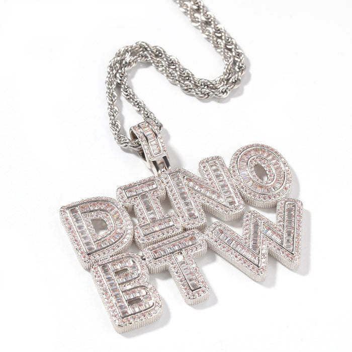 Baguette Custom Letter Pendant White Gold - Different Drips