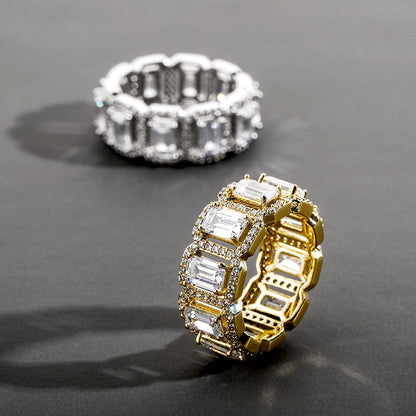 Baguette Clustered Rectangle Cut Tennis Ring - Different Drips