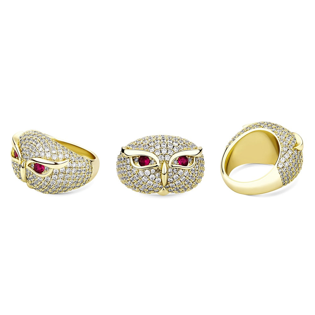 Round Pave Owl Ring - Different Drips