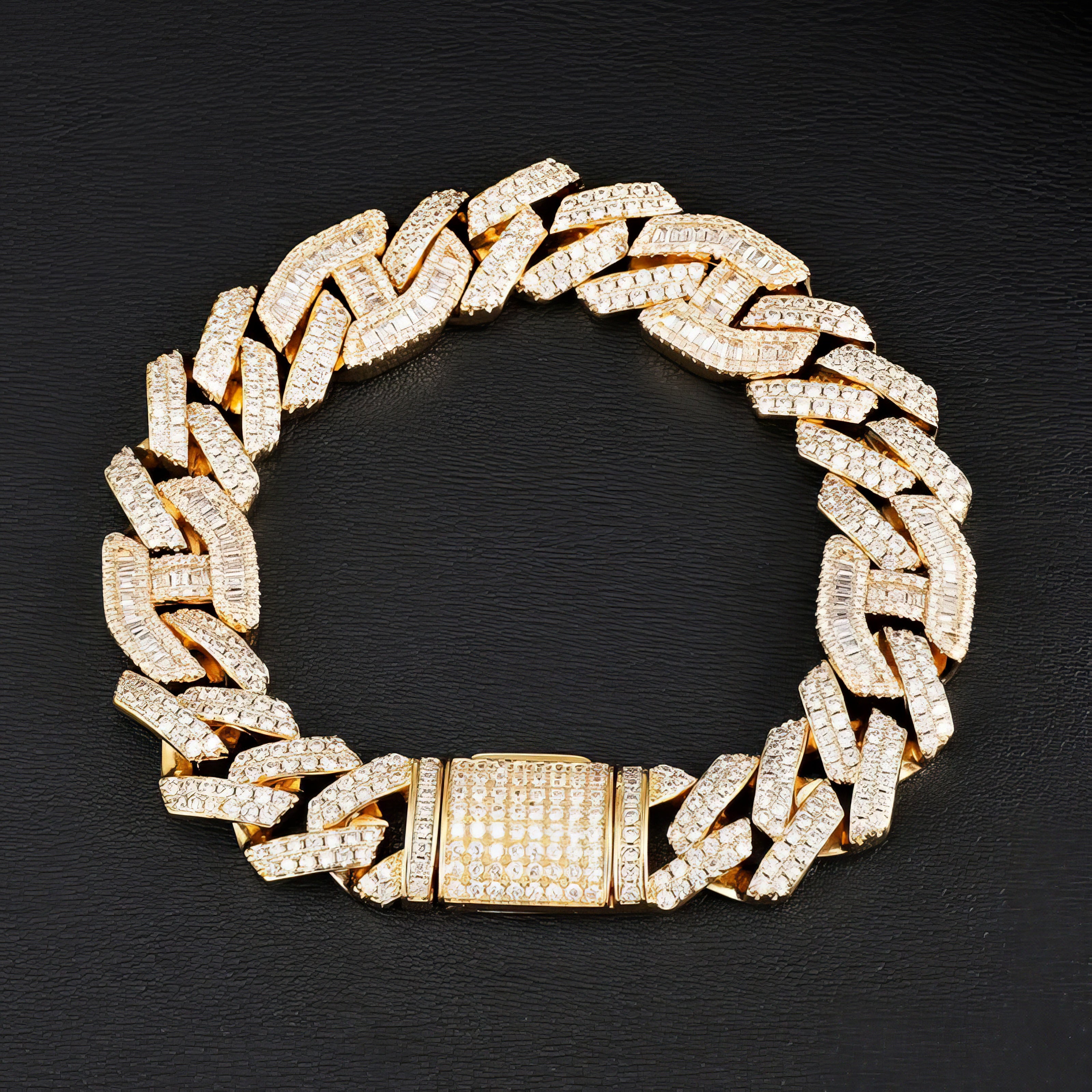 14mm Baguette Mariner Prong Cuban Link Bracelet - Different Drips