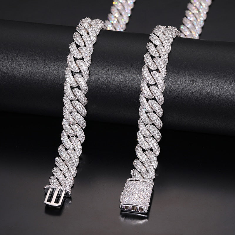18mm S925 & VVS Moissanite Miami Cuban Link Chain - Different Drips