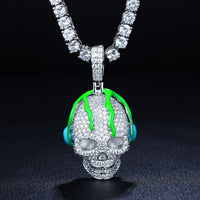 Thumbnail for S925 Moissanite Glow In The Dark Dripping Skull Pendant - Different Drips
