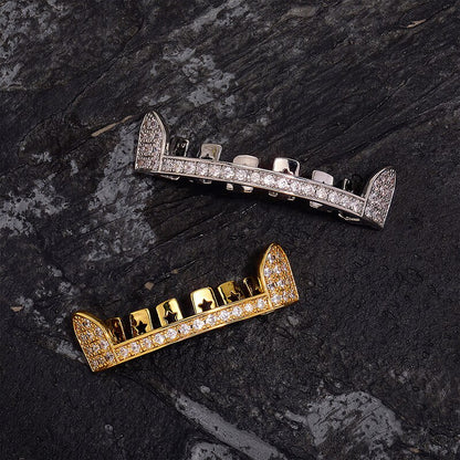 Iced 6 Teeth Connecting Bar Grillz - Different Drips