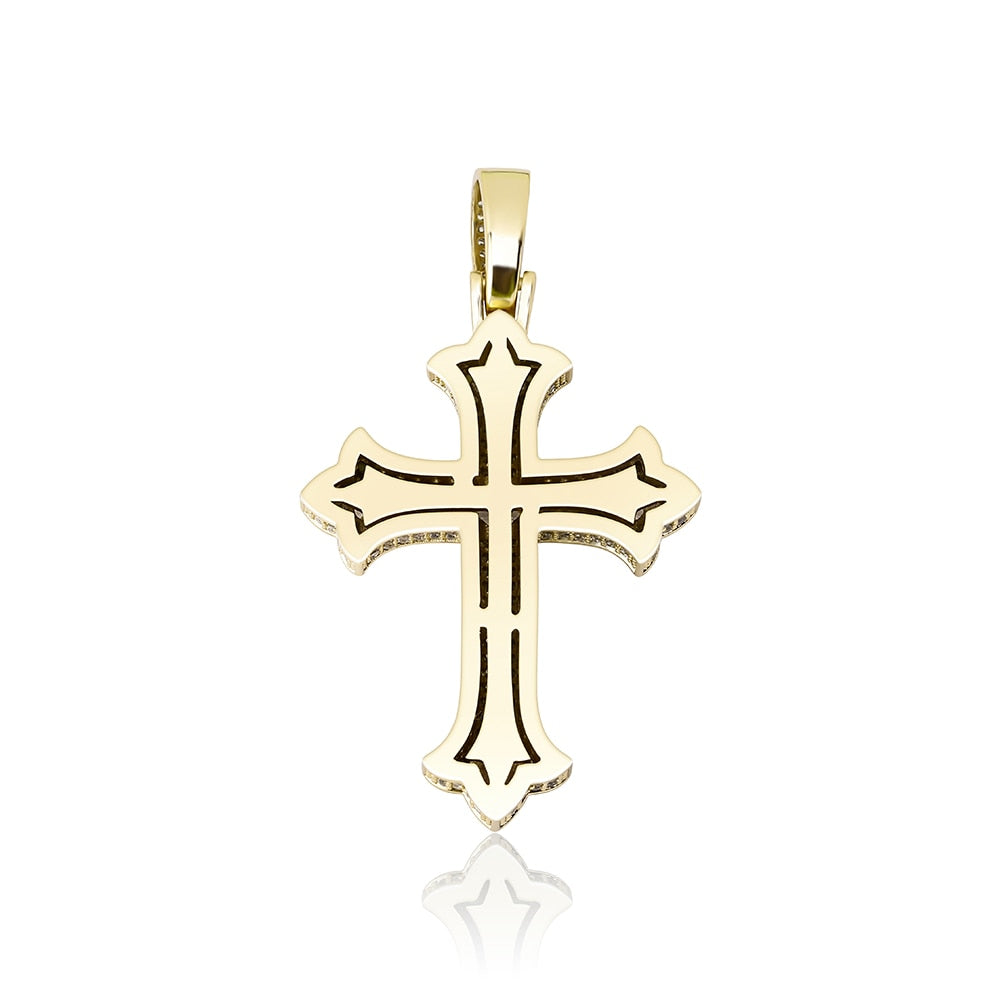 Colored Gem Iced Cross Pendant - Different Drips