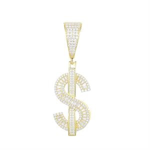 S925 Moissanite Baguette Dollar Sign Pendant - Different Drips