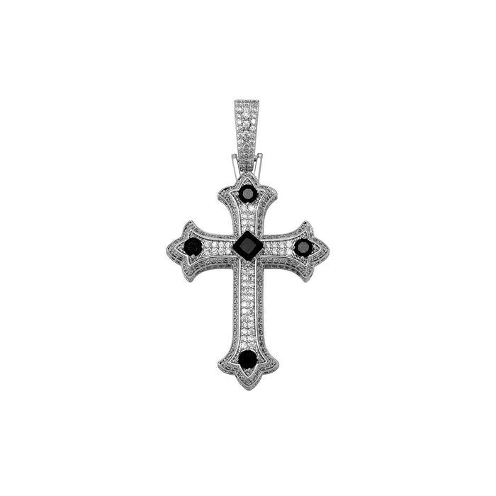 Colored Gem Iced Cross Pendant - Different Drips