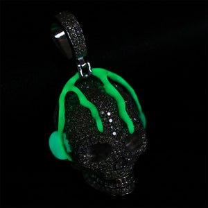 S925 Moissanite Glow In The Dark Dripping Skull Pendant - Different Drips