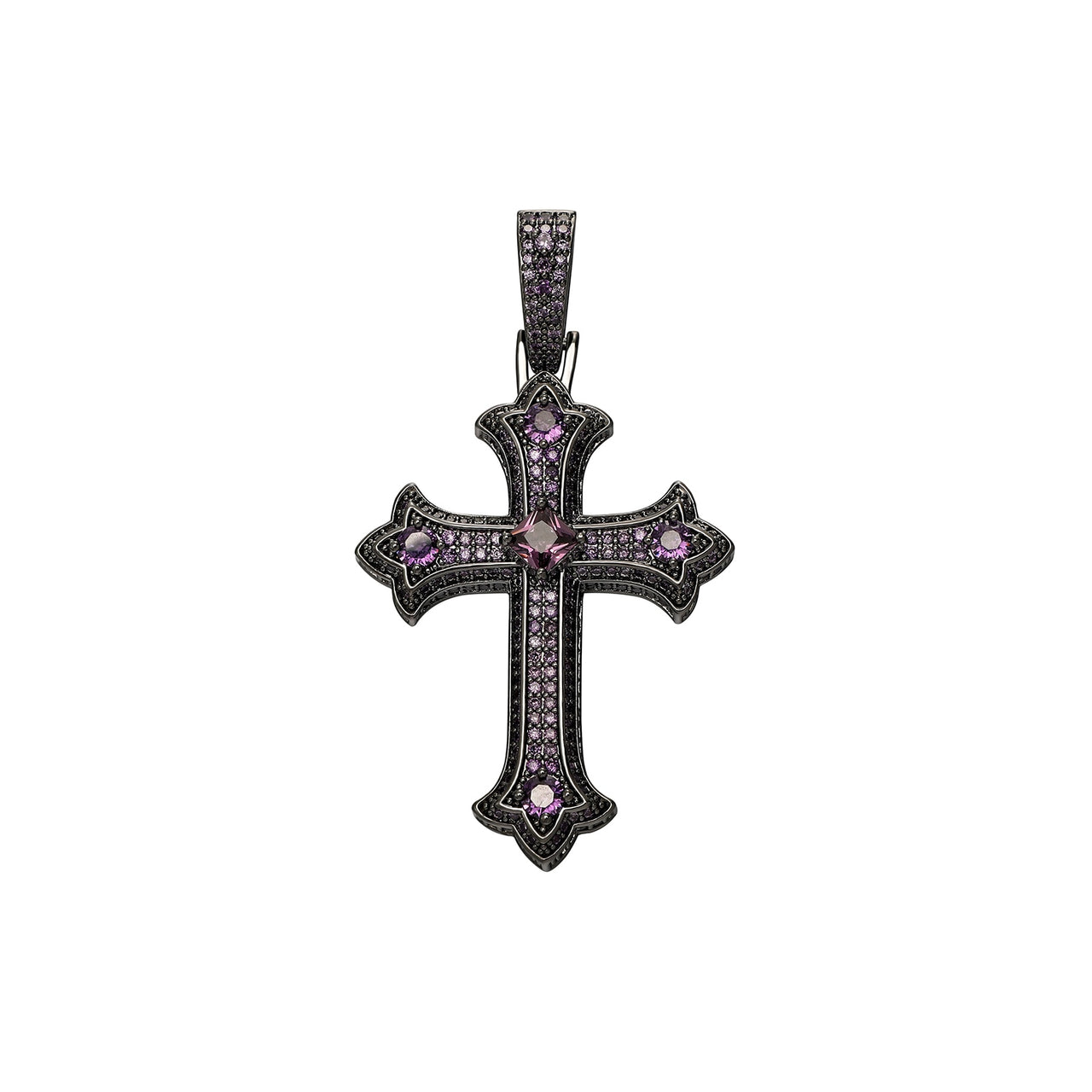 Colored Gem Iced Cross Pendant - Different Drips