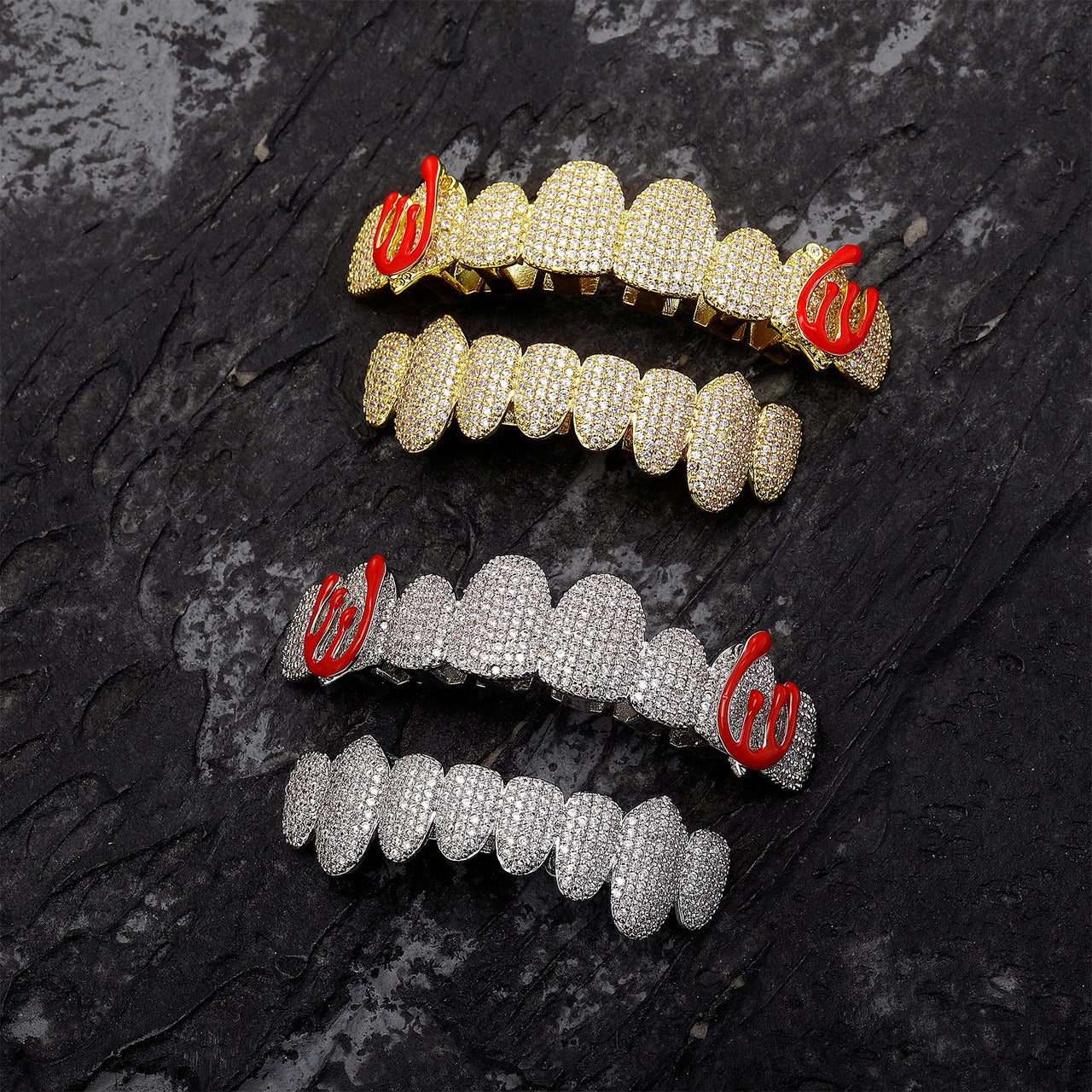 Iced Out Enamel Flame Grillz - Different Drips