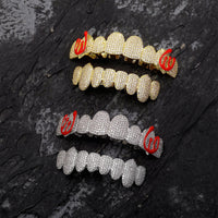 Thumbnail for Iced Out Enamel Flame Grillz - Different Drips