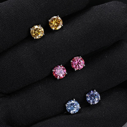 S925 Moissanite Multi-Color Stud Earrings - Different Drips