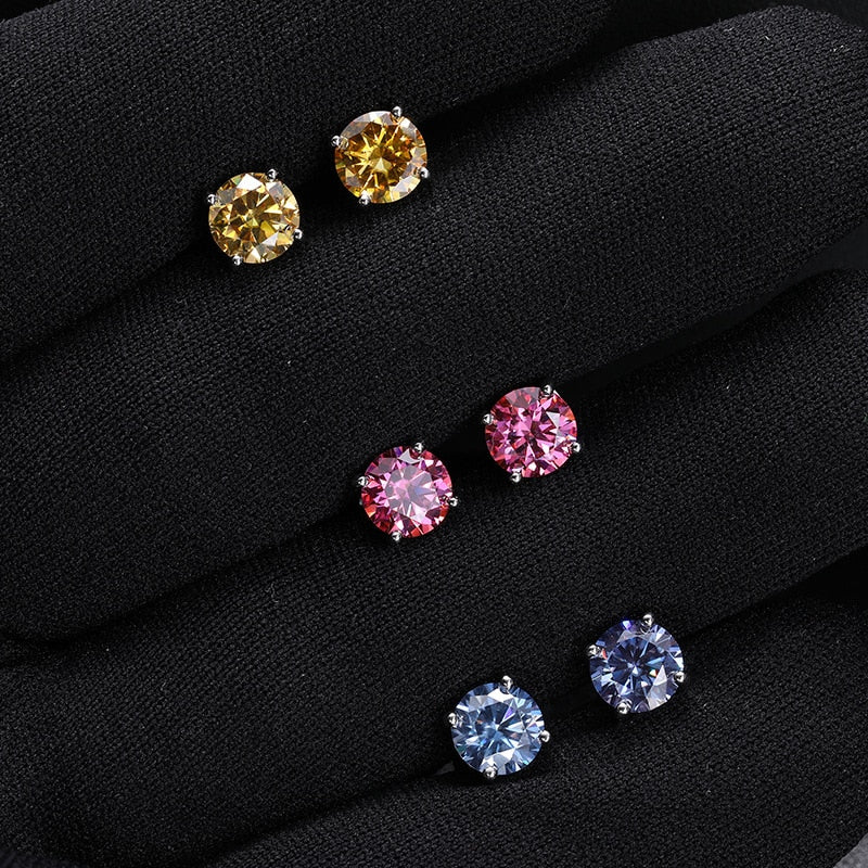 S925 Moissanite Multi-Color Stud Earrings - Different Drips