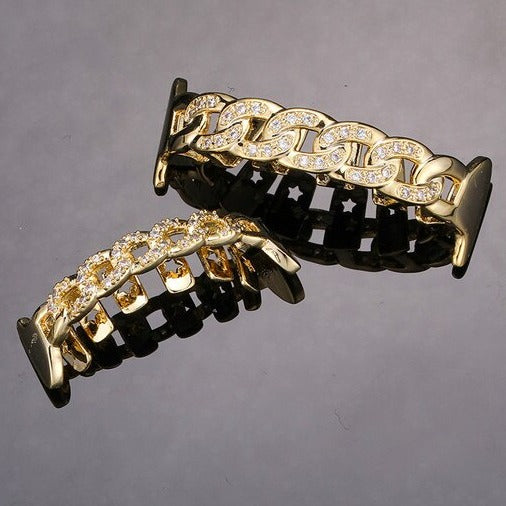 Iced Out Cuban Link Row Grillz - Different Drips
