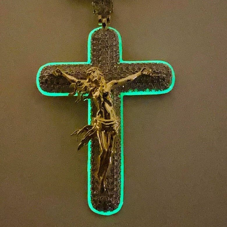 Glow In The Dark Jesus Cross Pendant - Different Drips
