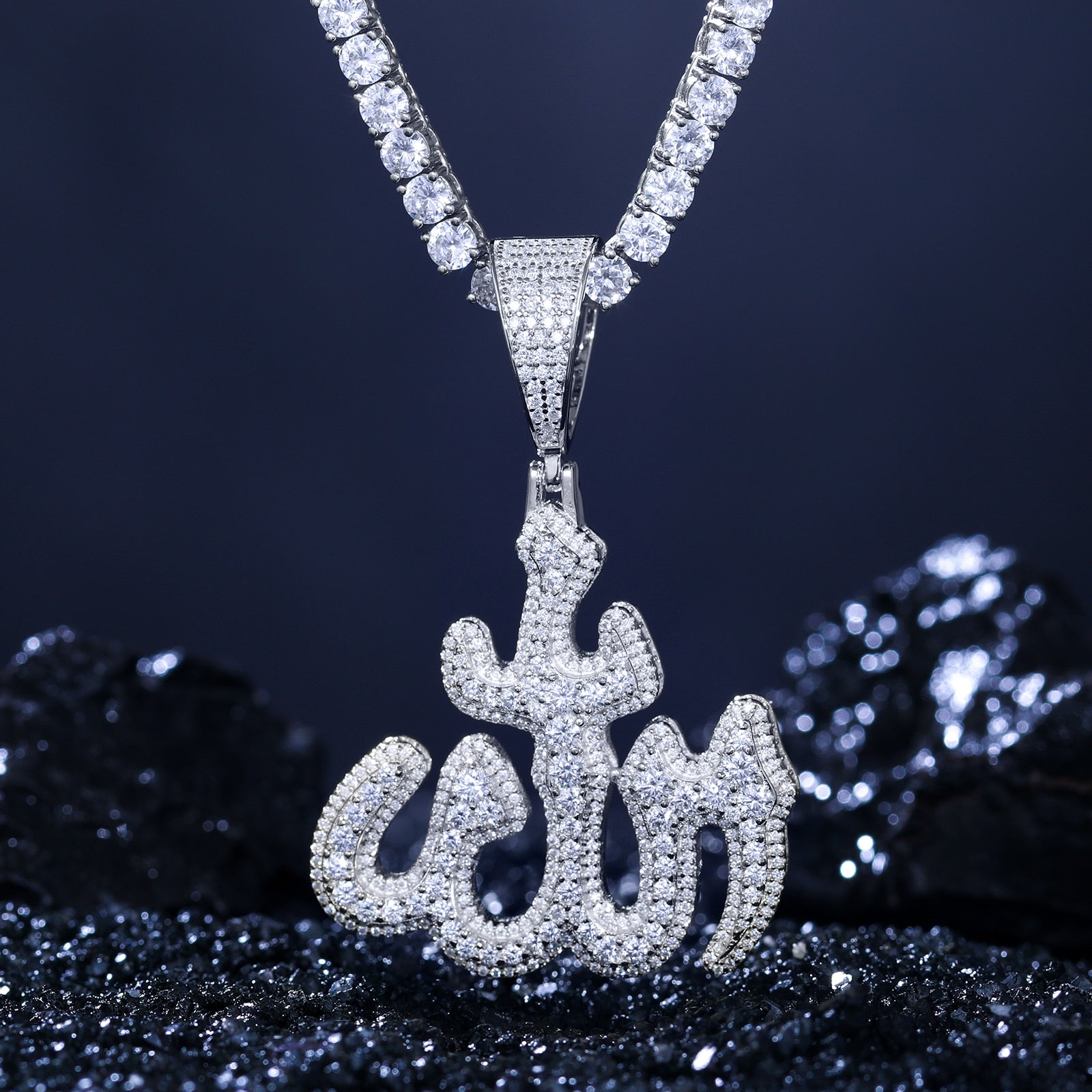 S925 Moissanite Allah Pendant - Different Drips