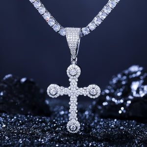 S925 Moissanite Clustered Cross Pendant - Different Drips