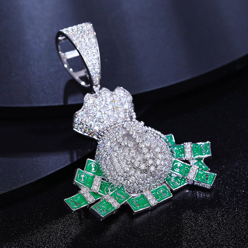 S925 Moissanite Money Bag Dollar Pendant - Different Drips