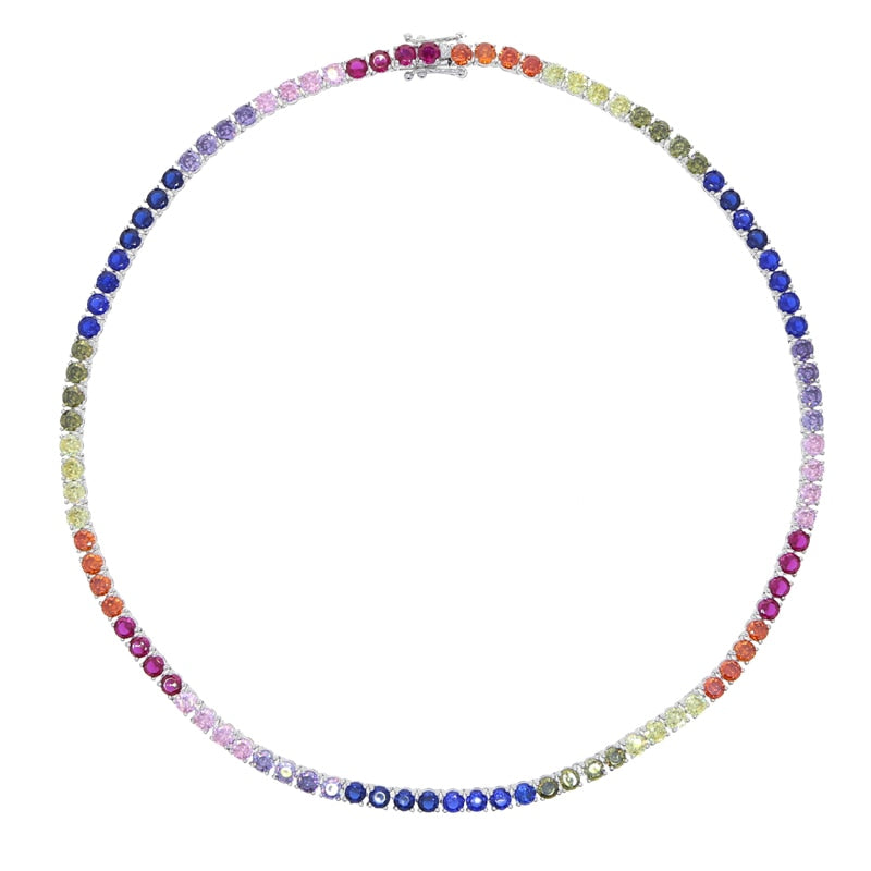 Women's 4mm Multi-Color Tennis Necklace - Different Drips