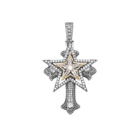 Thumbnail for Iced Five Star Cross Pendant - Different Drips