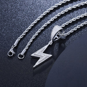 S925 Moissanite Baguette Lightning Bolt Pendant - Different Drips