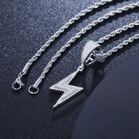 Thumbnail for S925 Moissanite Baguette Lightning Bolt Pendant - Different Drips