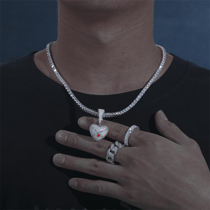 S925 Moissanite Locked Heart Pendant - Different Drips