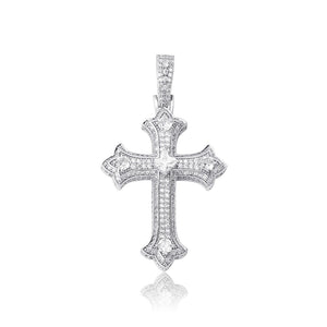 Colored Gem Iced Cross Pendant - Different Drips