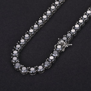 S925 Moissanite 3-5mm Black Round Cut Tennis Chain - Different Drips