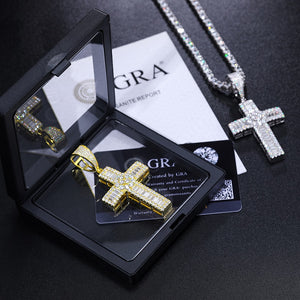 S925 Moissanite Baguette Cross Pendant - Different Drips