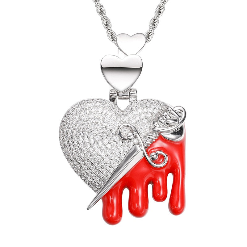 Iced Heart Dripping Sword Pendant - Different Drips