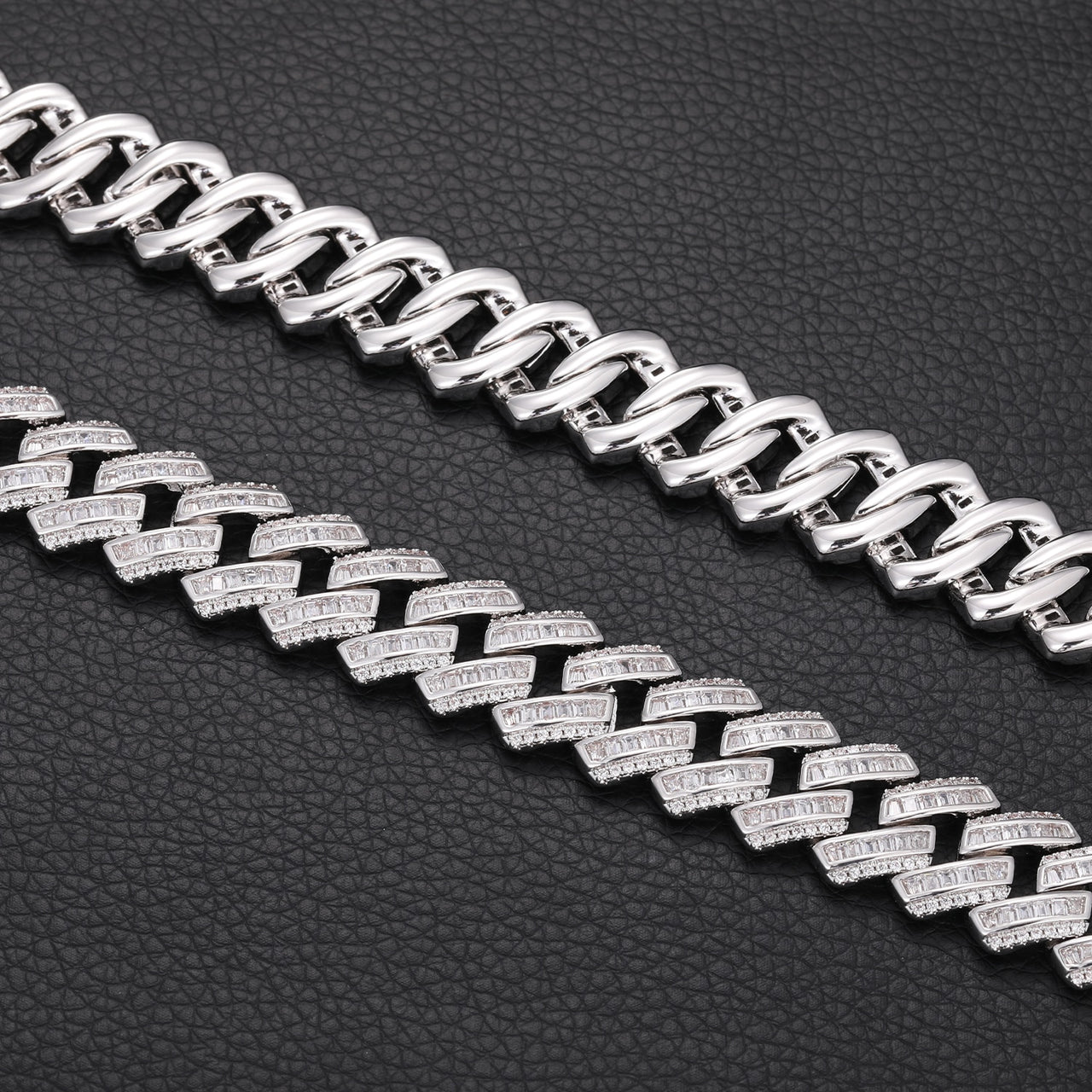 14mm S925 & VVS Moissanite Prong Cuban Link Chain - Different Drips