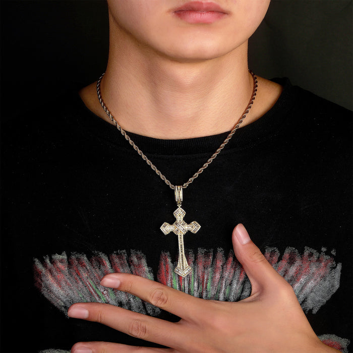 Baguette Cross Pendant - Different Drips