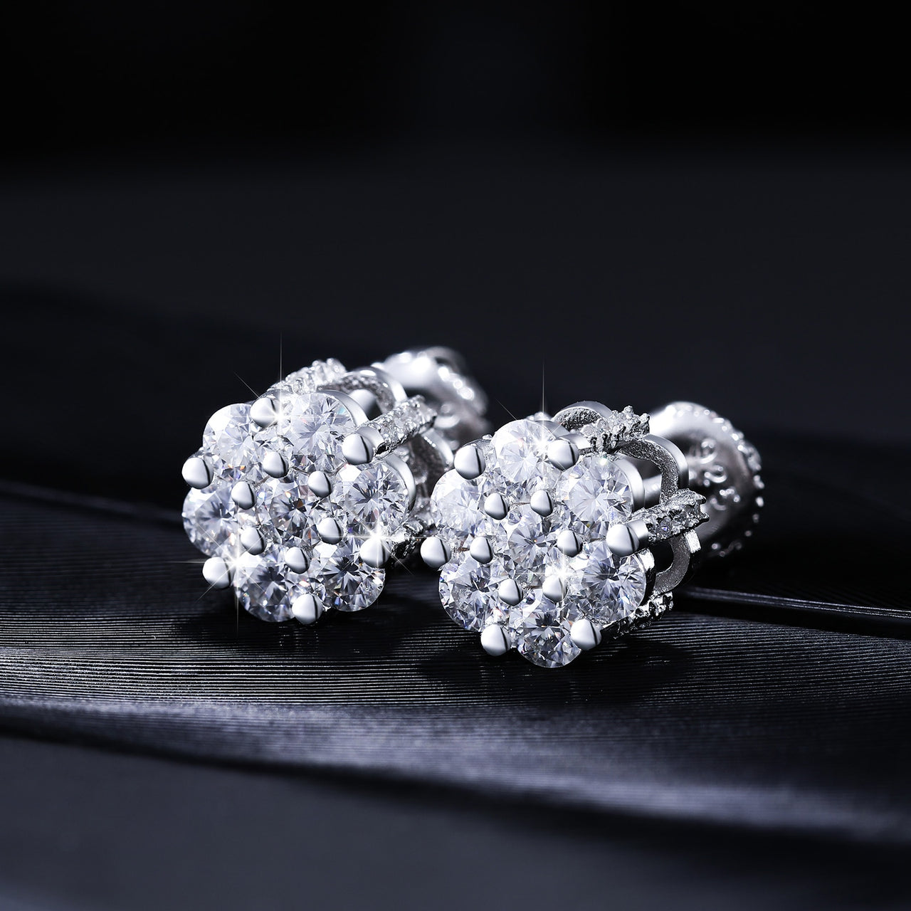 S925 Moissanite Clustered Round Cut Earrings - Different Drips
