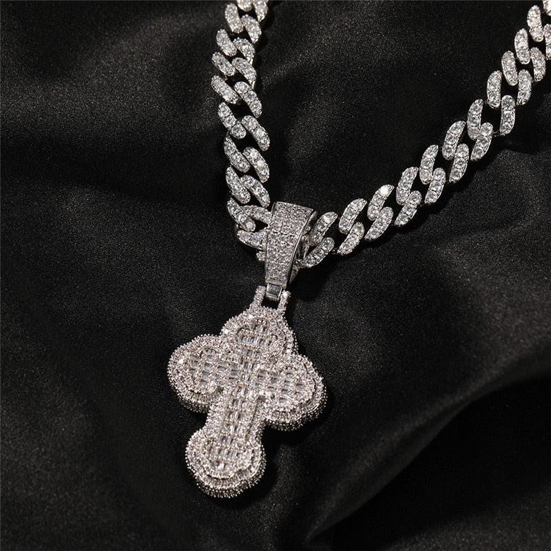 Cloud Baguette Cross Pendant - Different Drips