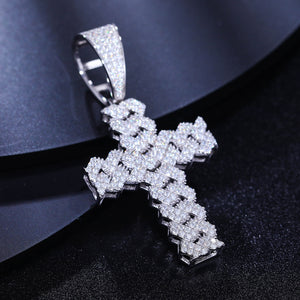 S925 Moissanite Cuban Prong Cross Pendant - Different Drips