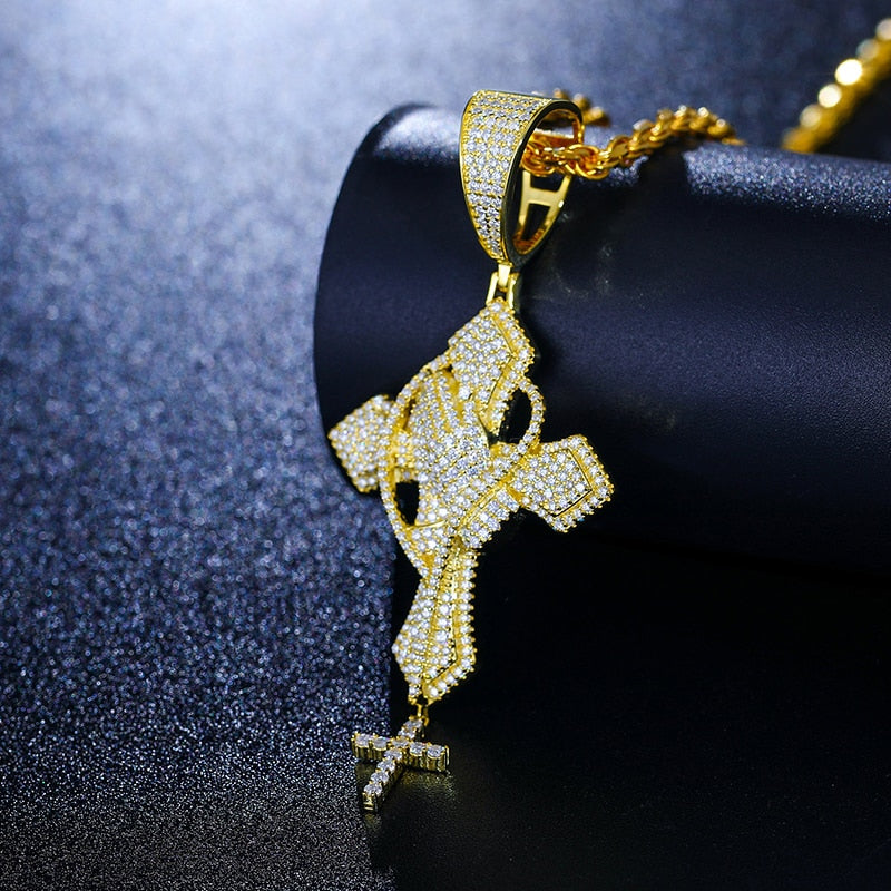 S925 Moissanite Praying Cross Pendant - Different Drips