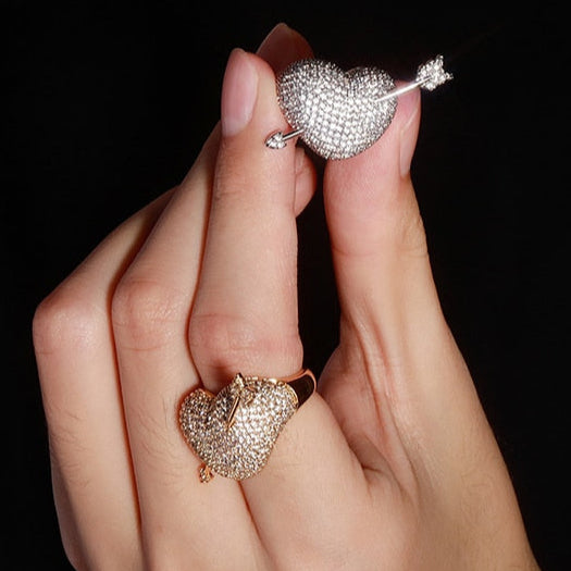 Heart & Arrow Paved Ring - Different Drips