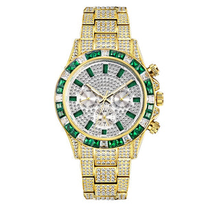 Emerald Green Baguette Bezel Chronograph Watch - Different Drips