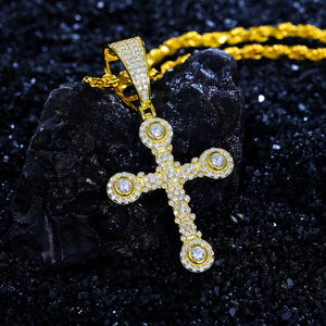 S925 Moissanite Clustered Cross Pendant - Different Drips