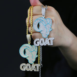 Iced Out Glow In The GOAT Pendant - Different Drips