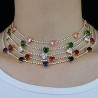 Thumbnail for Women's 2mm Heart Stationed Tennis Necklace - Different Drips