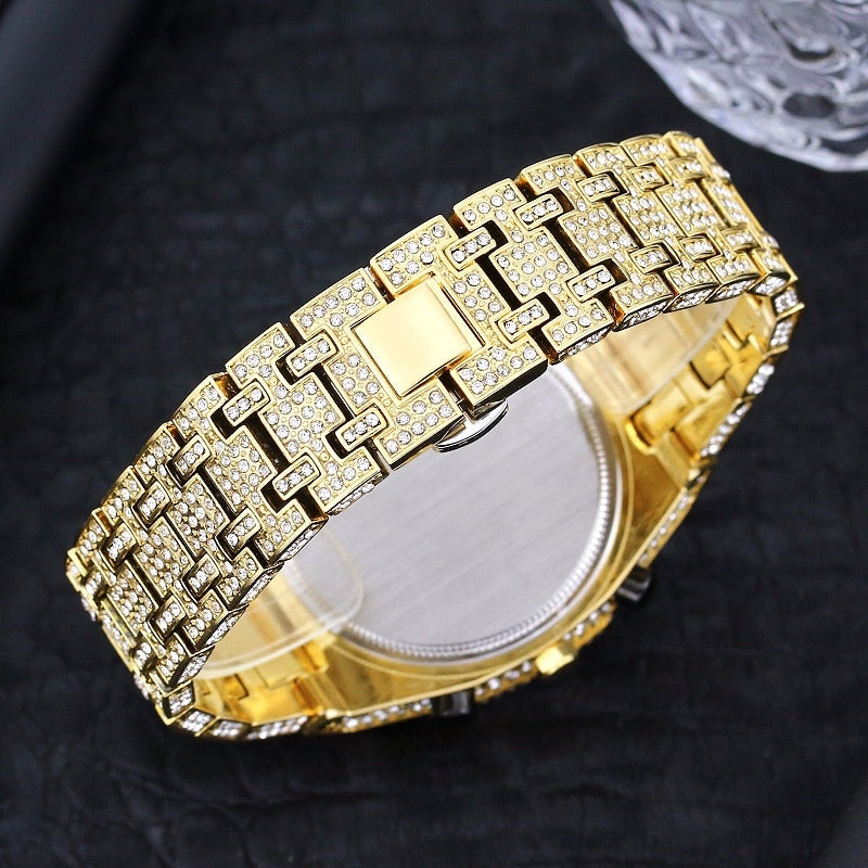 Iced Chronograph Screw Head Watch - Different Drips