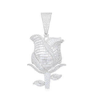 S925 Moissanite Baguette Rose Pendant - Different Drips