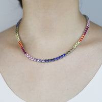Thumbnail for Women's 4mm Multi-Color Tennis Necklace - Different Drips