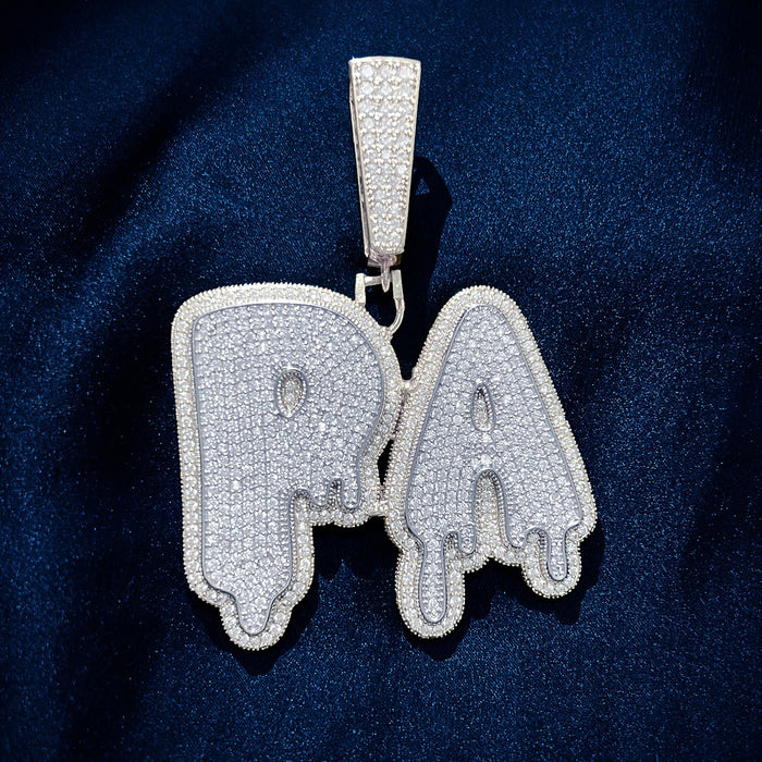 Layered Dripping Custom Letter Pendant - Different Drips