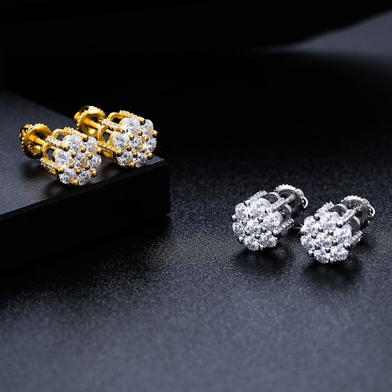 S925 Moissanite Clustered Round Cut Earrings - Different Drips
